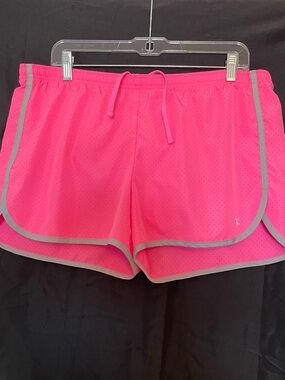 Danskin Now Hot Pink Athletic Mesh Shorts with Gray Trim